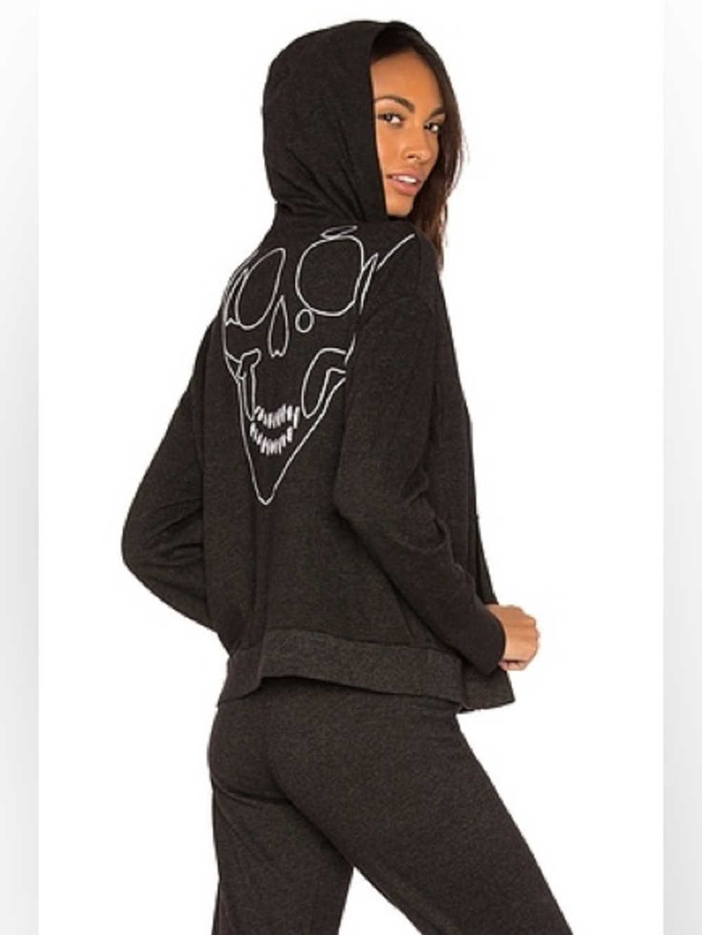 Monrow skull zip up hoodie from Revolve size small